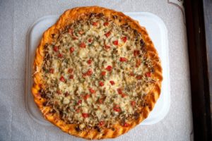 Рецепт пиццы с фаршем из кабачкового теста