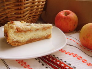 Творожный пирог с яблоками на кефире
